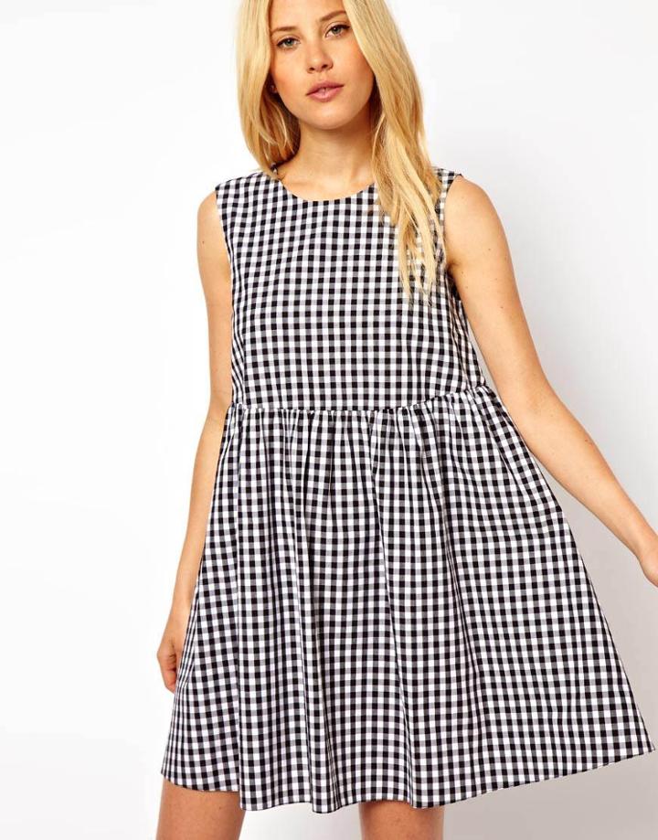 Asos Smock Dress In Gingham