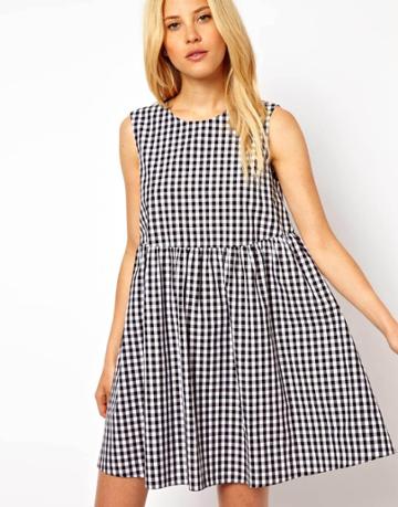 Asos Smock Dress In Gingham