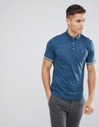 Ted Baker Polo Shirt With Pocket Detail And Sleeve Tipping In Blue - Blue