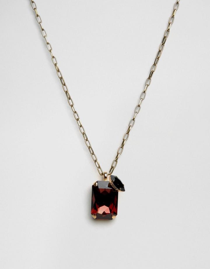 Krystal Swarovsli Crystal Rectangular Pendant Necklace - Red