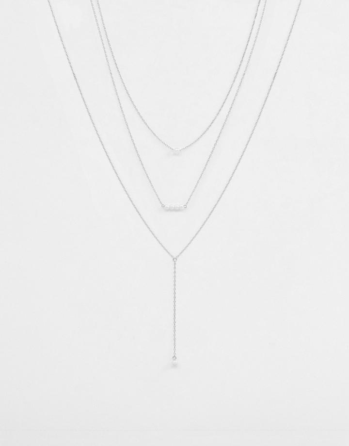 Johnny Loves Rosie Multi Layered Necklace With Lariat Detail - Silver