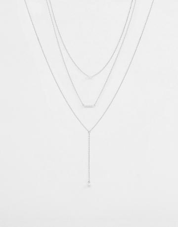 Johnny Loves Rosie Multi Layered Necklace With Lariat Detail - Silver