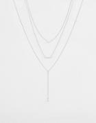 Johnny Loves Rosie Multi Layered Necklace With Lariat Detail - Silver