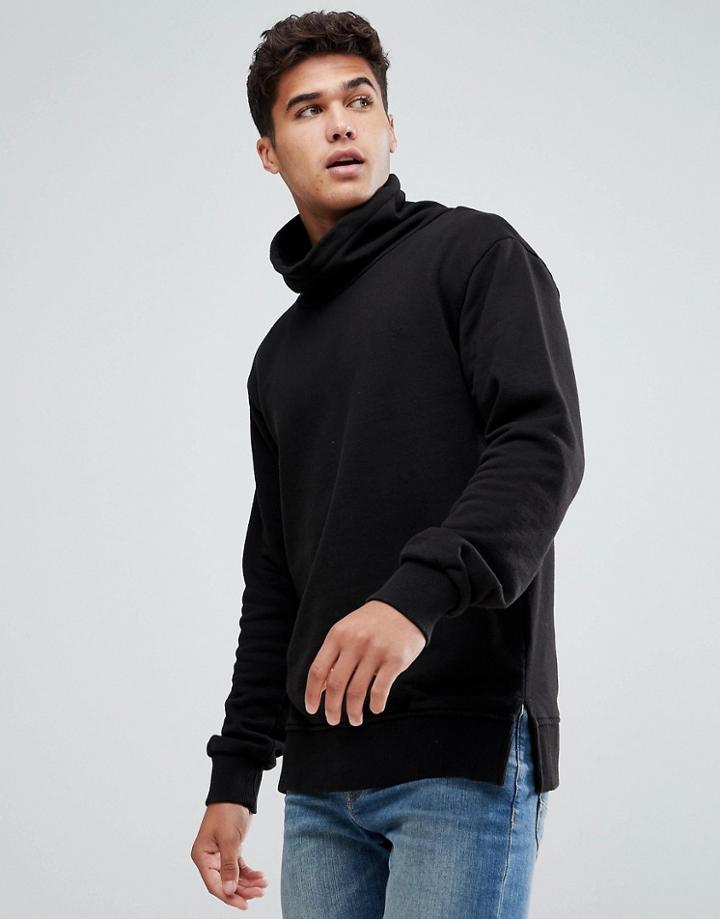 Jack & Jones Originals Sweatshirt With Drop Shoulder And Funnel Neck - Black