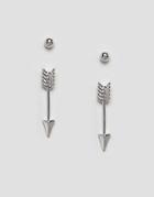 Orelia Stud And Arrow Two Pack Earrings - Silver