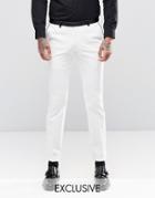 Noose & Monkey Super Skinny Suit Pants With Contrast Piping And Stretch - White
