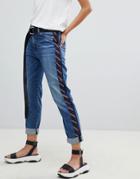 Sportmax Code Boyfriend Jeans With Striped Panel - Blue