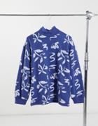 Heartbreak High Neck Printed Sweater In Blue-blues