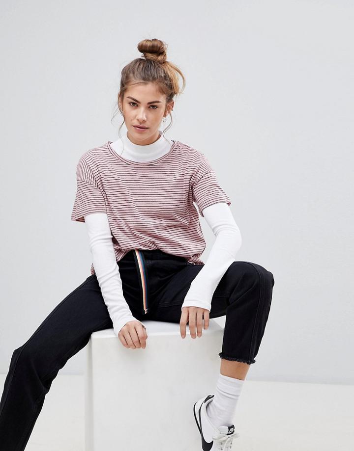Pull & Bear Stripe Tee - Red