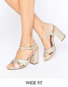 New Look Wide Fit Cross Block Heel - Gold