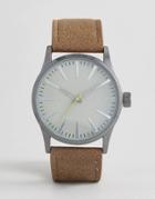 Bellfield Watch With Brown Strap And Gray Dial - Black
