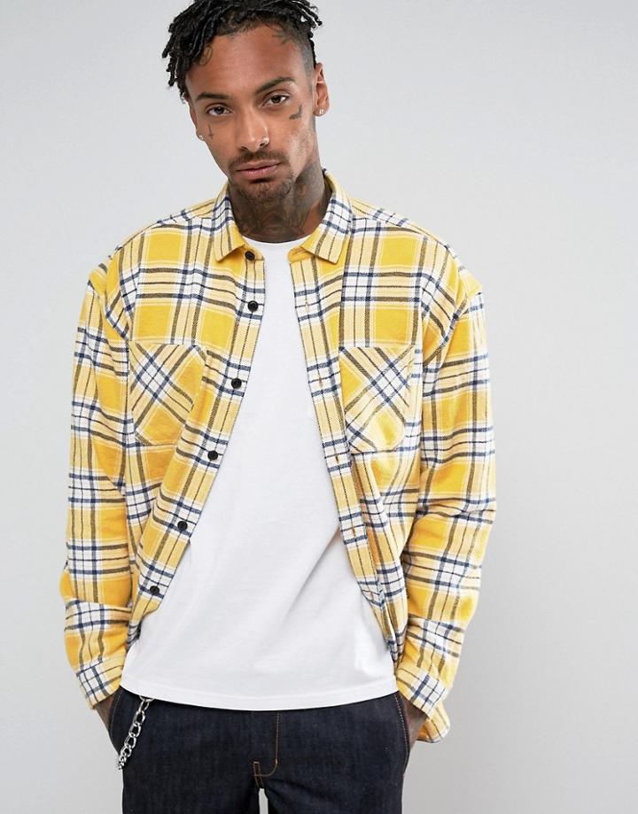 Asos Oversized Longline Shirt In Yellow - Yellow