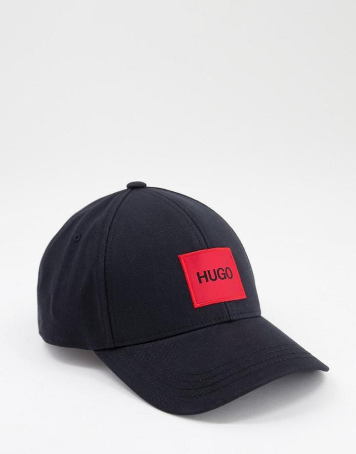 Hugo Contrast Box Logo Baseball Cap In Black