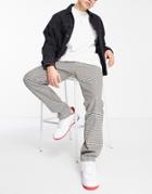 Tommy Jeans Ethan Relaxed Straight Fit Small Houndstooth Check Pants In Gray