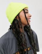 Asos Design Felt Fisherman Beanie In Neon Yellow