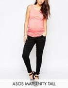 Asos Maternity Tall Ridley Skinny Jean In Clean Black With Over The Bump Waistband - Black