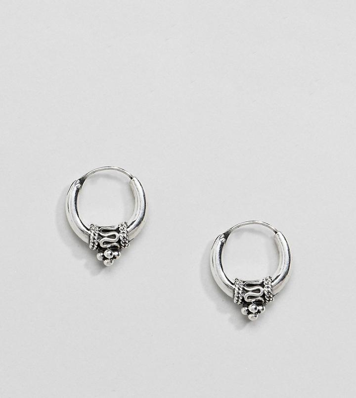 Kingsley Ryan Sterling Silver Chunky Ornate Hoop Earrings - Silver