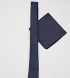 Asos Design Slim Navy Tie And Pocket Square