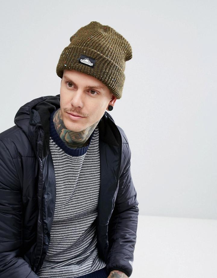 Penfield Harris Multi Fleck Beanie In Olive - Green