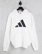 Adidas Winterized Hoodie With Large Logo In White