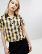 Fred Perry Amy Winehouse Foundation Plaid Check Bowling Shirt - Yellow