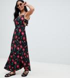 Asos Design Petite Square Neck Maxi Dress In Floral Print - Multi