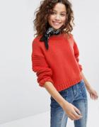 H! By Henry Holland Cropped Ribbed Sweater - Orange