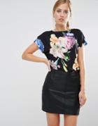 Ted Baker Woesy T-shirt In Tapestry Floral Print - Multi