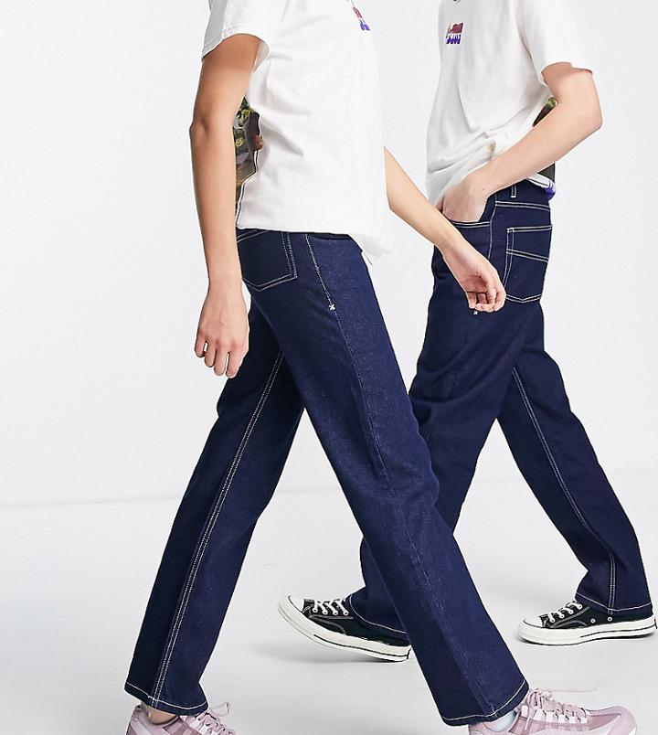 Collusion X000 Unisex 90s Straight Leg Jeans In Raw Denim-blue