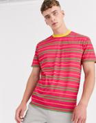 Asos Design Relaxed T-shirt In Bright Pink Stripe-multi