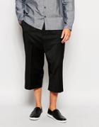 Asos Wide Leg Cropped Smart Pants - Black