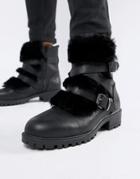 New Look Strappy Boots-black