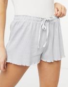 Loungeable Pointelle Lounge Shorts With Lettuce Edge In Gray-grey