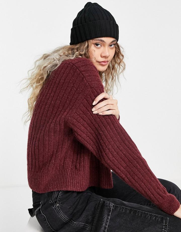 Weekday Turnip Recycled Ribbed Beanie In Black