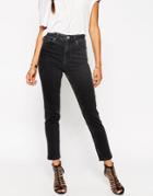 Asos Farleigh High Waist Slim Mom Jeans In Washed Black - Washed Black