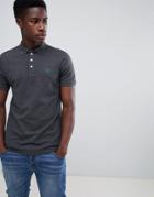 Abercrombie & Fitch Icon Logo Slim Fit Stretch Pique Polo In Dark Gray Marl - Gray