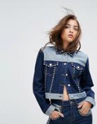 Gigi Hadid Trucker Jacket With All Over Studs - Blue