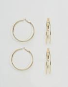 Asos Double Loop Hoop Earrings - Gold