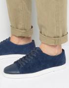 Dune Tate Lo Sneakers In Navy Suede - Blue