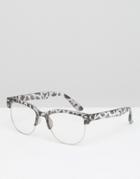 7x Clear Lens Glasses With Leopard Frame - Gray