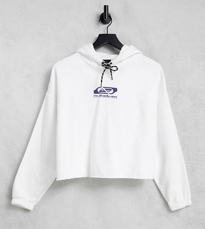 Quiksilver Logo Cropped Hoodie In White Exclusive At Asos