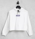 Quiksilver Logo Cropped Hoodie In White Exclusive At Asos