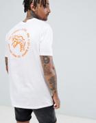 Asos Design Relaxed Longline T-shirt With Text And Snake Print - White