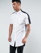 Asos Regular Fit Super Longline Shirt In Monochrome - White