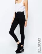 Asos Tall Ridley High Waist Skinny Jeans In Clean Black - Clean Black