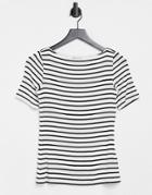 Warehouse Stripe Slash Neck T-shirt In Black-multi