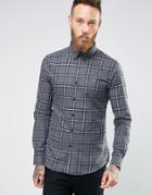 Farah Shirt With Yarn Dyed Check In Slim Fit Navy - Navy