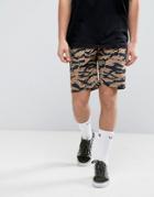 Asos Slim Shorts In Tiger Camo Print - Black