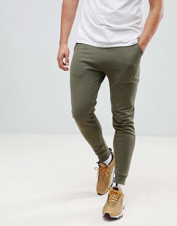 Asos Design Skinny Joggers In Khaki - Green