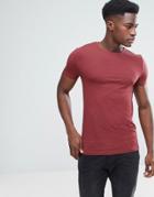 Asos Muscle Fit T-shirt With Crew Neck In Red - Red